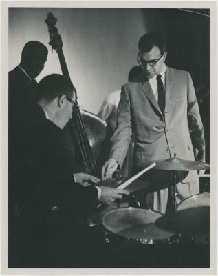 Dave Brubeck, Joe Morello, Eugene Wright in rehearsal