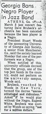 "Georgia Bans Negro Player in Jazz Band"