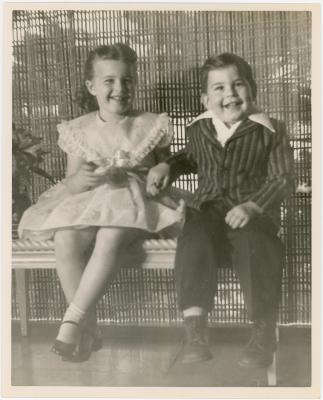 Catherine and Daniel Brubeck sitting on a bench