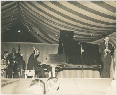 Dave Brubeck Quartet performing under the tent  (Newport Jazz Festival, Newport, Rhode Island)