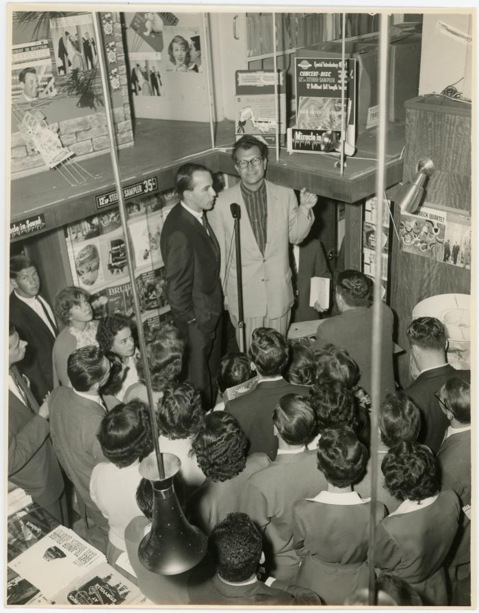 Dave Brubeck at the microphone, inverviewed by Myke Dyer (Brash's Music Store, Melbourne, Australia)