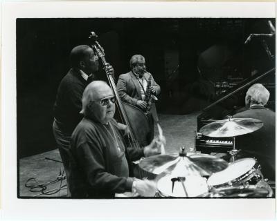 Dave Brubeck, Bobby Militello, Eugene Wright, Joe Morello at Grand Reunion concert #2 (Amherst, Massachusetts)