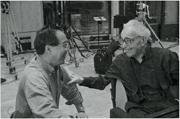 Dave Brubeck and Iola Brubeck with Matthew Brubeck, Yo Yo Ma, and Steve Epstein at recording of Yo Yo Ma's Christmas album