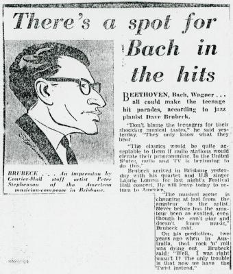 "There's a spot for Bach in the Hits," The Courier-Mail (Australia)