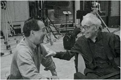 Dave Brubeck and Iola Brubeck with Matthew Brubeck, Yo Yo Ma, and Steve Epstein at recording of Yo Yo Ma's Christmas album