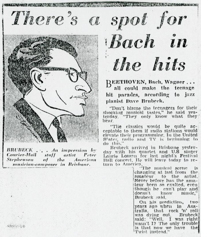 "There's a spot for Bach in the Hits," The Courier-Mail (Australia)