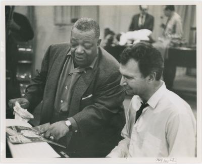 Dave Brubeck and Jimmy Rushing at Columbia Record recording session  (New York City, New York)