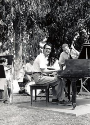 Dave Brubeck, Ron Crotty, Cal Tjader and two unidentified musicians (Brandeis-Bardin Institute [?], California)