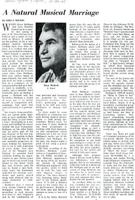 John S. Wilson, "A natural musical marriage," New York Times