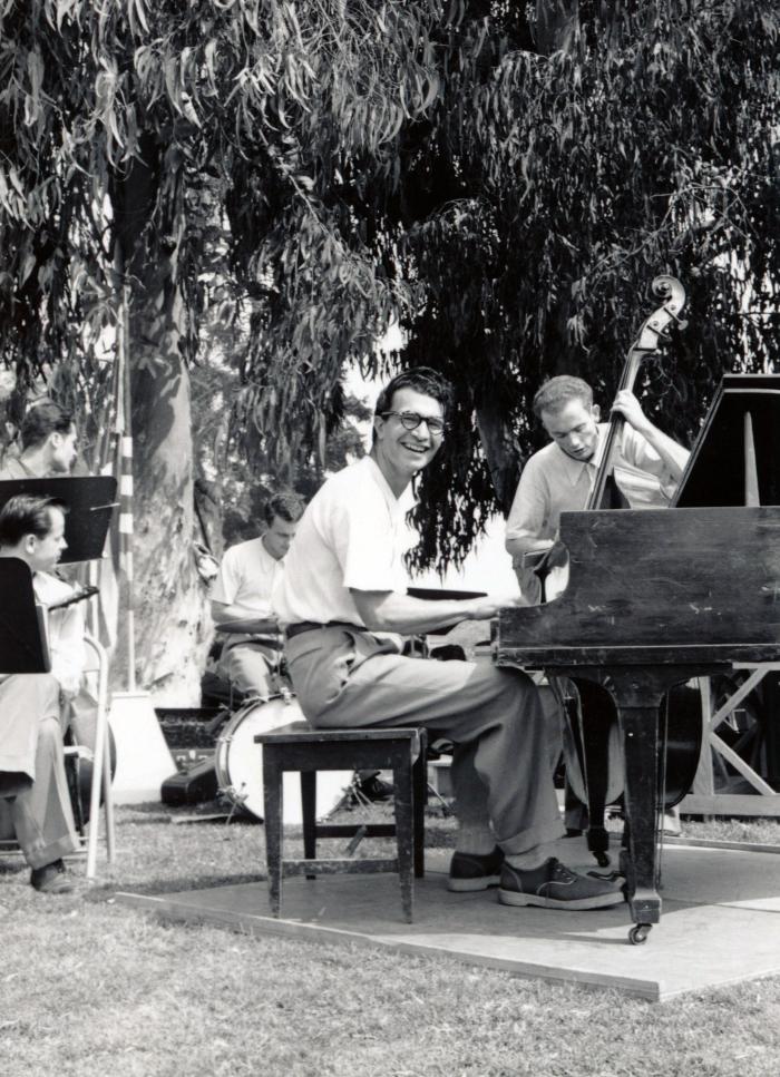 Dave Brubeck, Ron Crotty, Cal Tjader and two unidentified musicians (Brandeis-Bardin Institute [?], California)