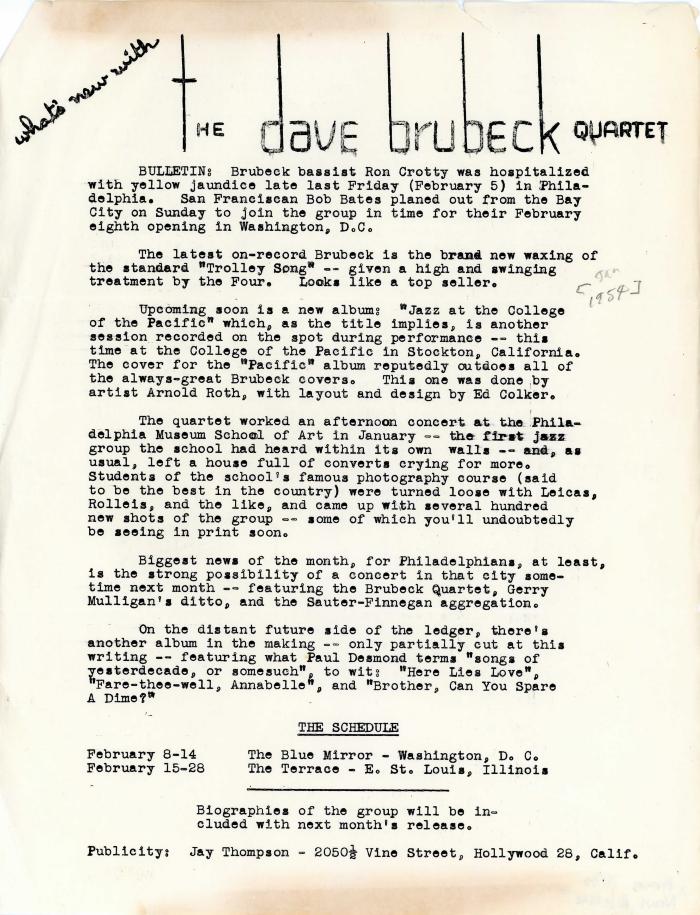 "What's New With the Dave Brubeck Quartet"