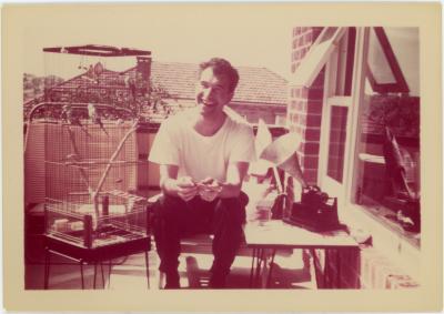 Dave Brubeck and unidentified man [Keith Bruce?] at Keith Bruce's home (Randwick, Australia)